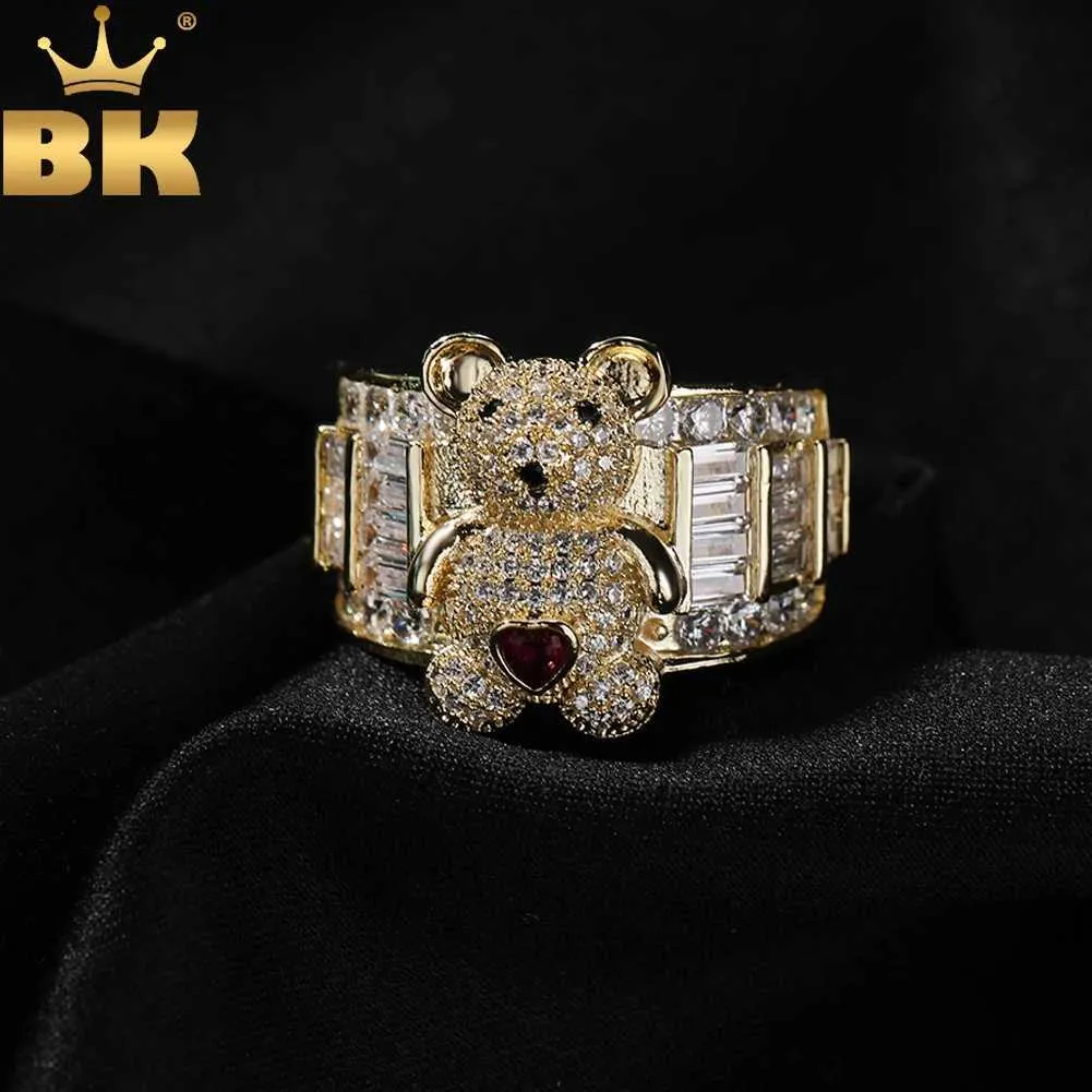 TBTK 3D Love Teddybär-Ring mit 5A Baguettecz Zirkonia im Hip-Hop-Stil, zarter Schmuck für Damen und Mädchen J260411_voghion.com