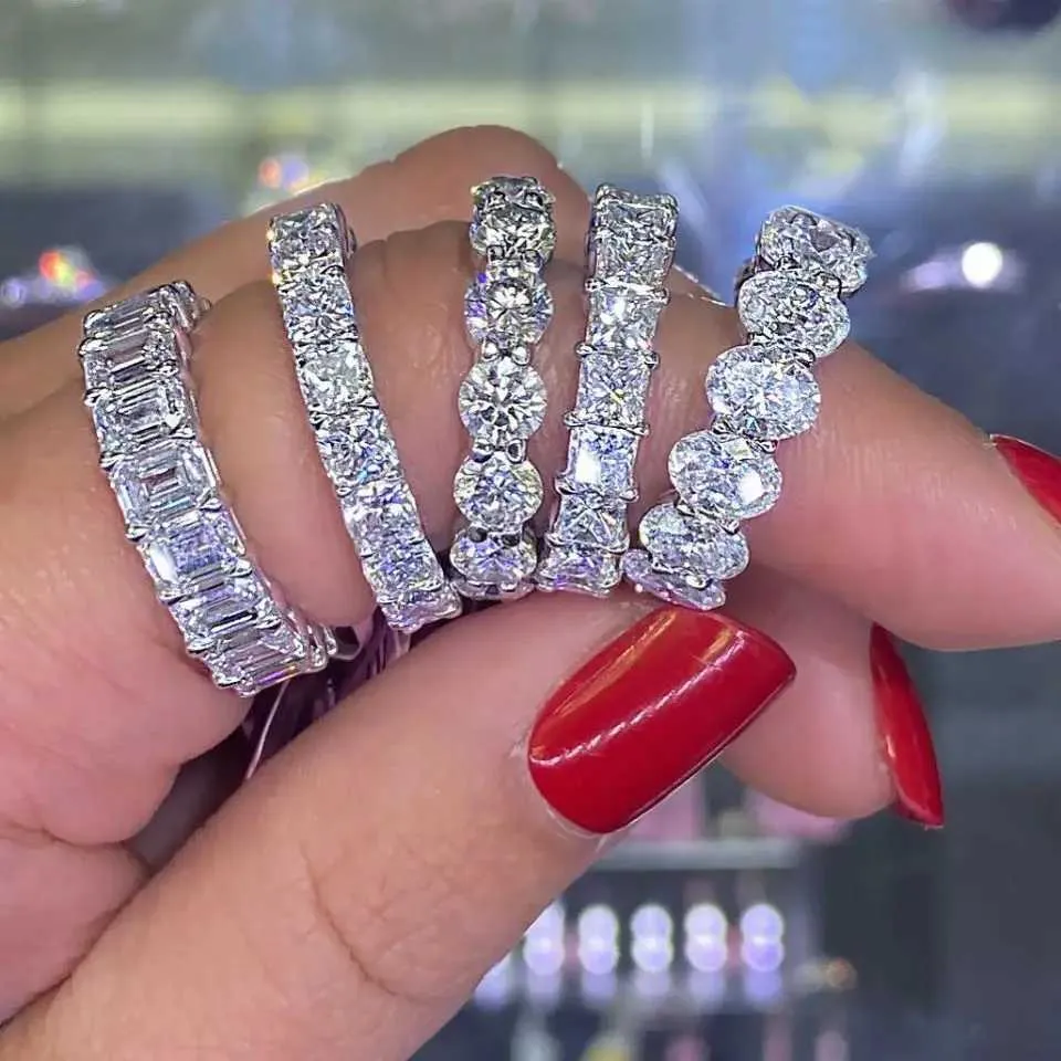 Eternity Diamond Ring Sterling Silver Engagement Band For Couples_voghion.com