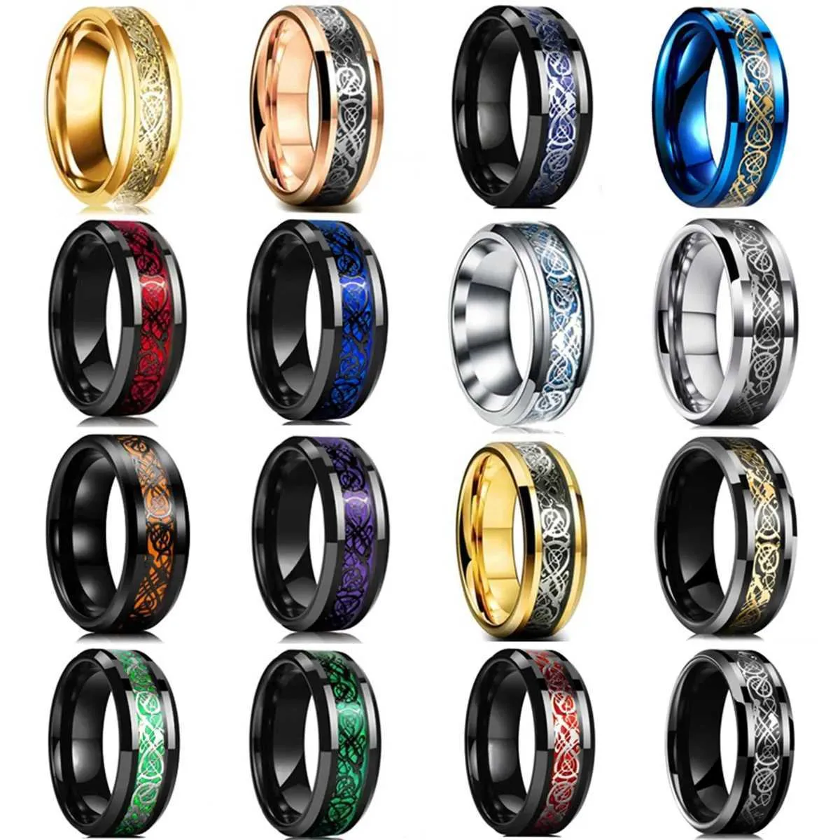 Edle Designer Ringe Aus Edelstahl Mit Keltischem Drachen-design_voghion.com