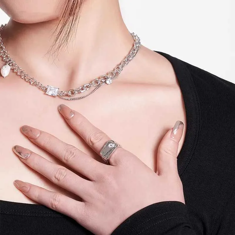 925 Sterling Silver Geometric Open Ring With Clear Cz For Women_voghion.com