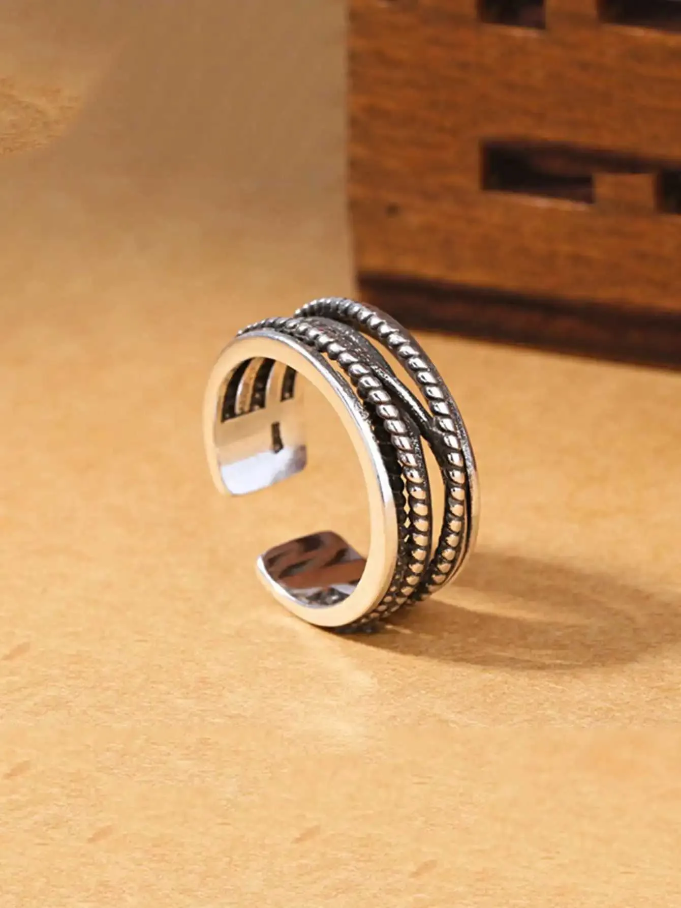 Vintage Royal Style Knitted Bohemian Ring Adjustable Multi Layer_voghion.com