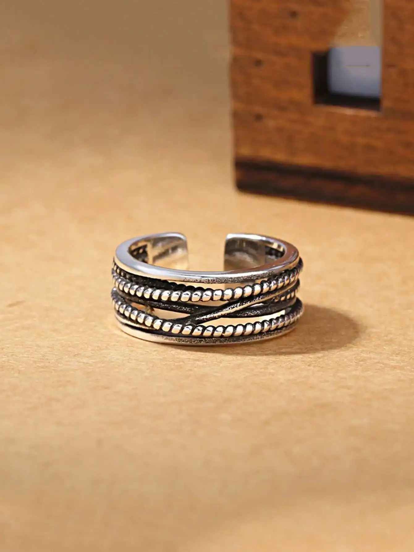Vintage Royal Style Knitted Bohemian Ring Adjustable Multi Layer_voghion.com