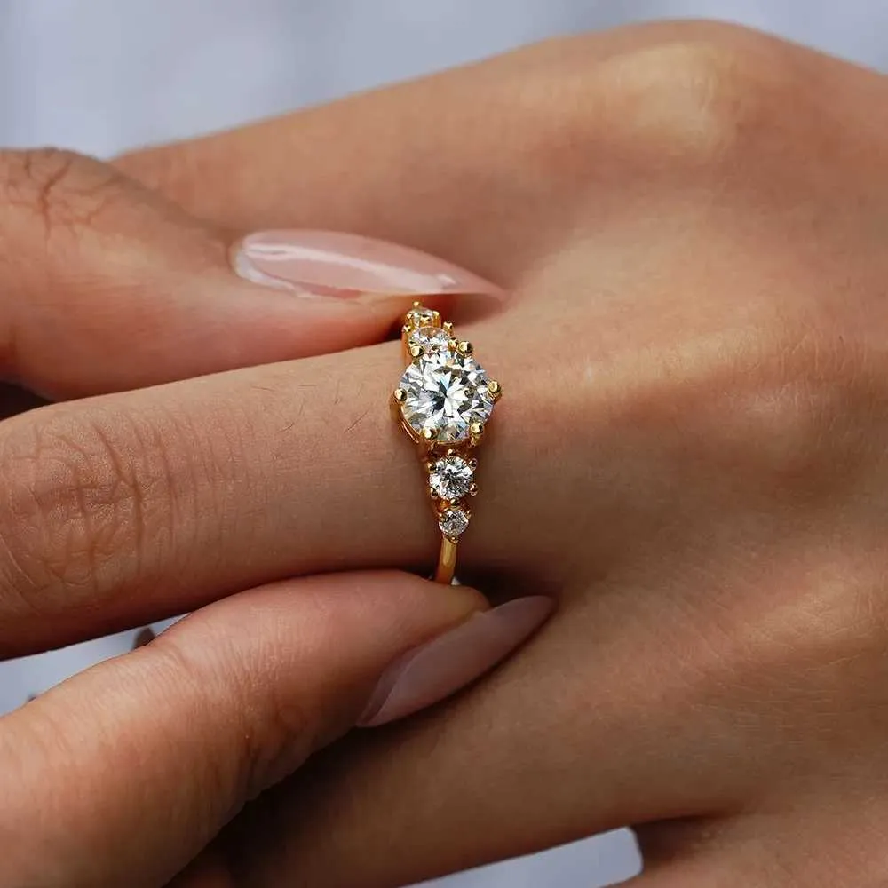 French Light Luxury 9999 24K Real Gold Moissanite Womens Fashion Versatile Ring Tail Accessories Wedding Jewelry J260411_voghion.com
