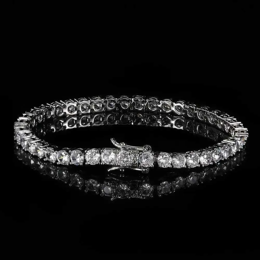 Luxury Hiphop IED Out 3mm 4mm 5mmTennis Bracelet Full Diamond 925 Silver Plated Wedding Party Jewelry Bracelets For_voghion.com