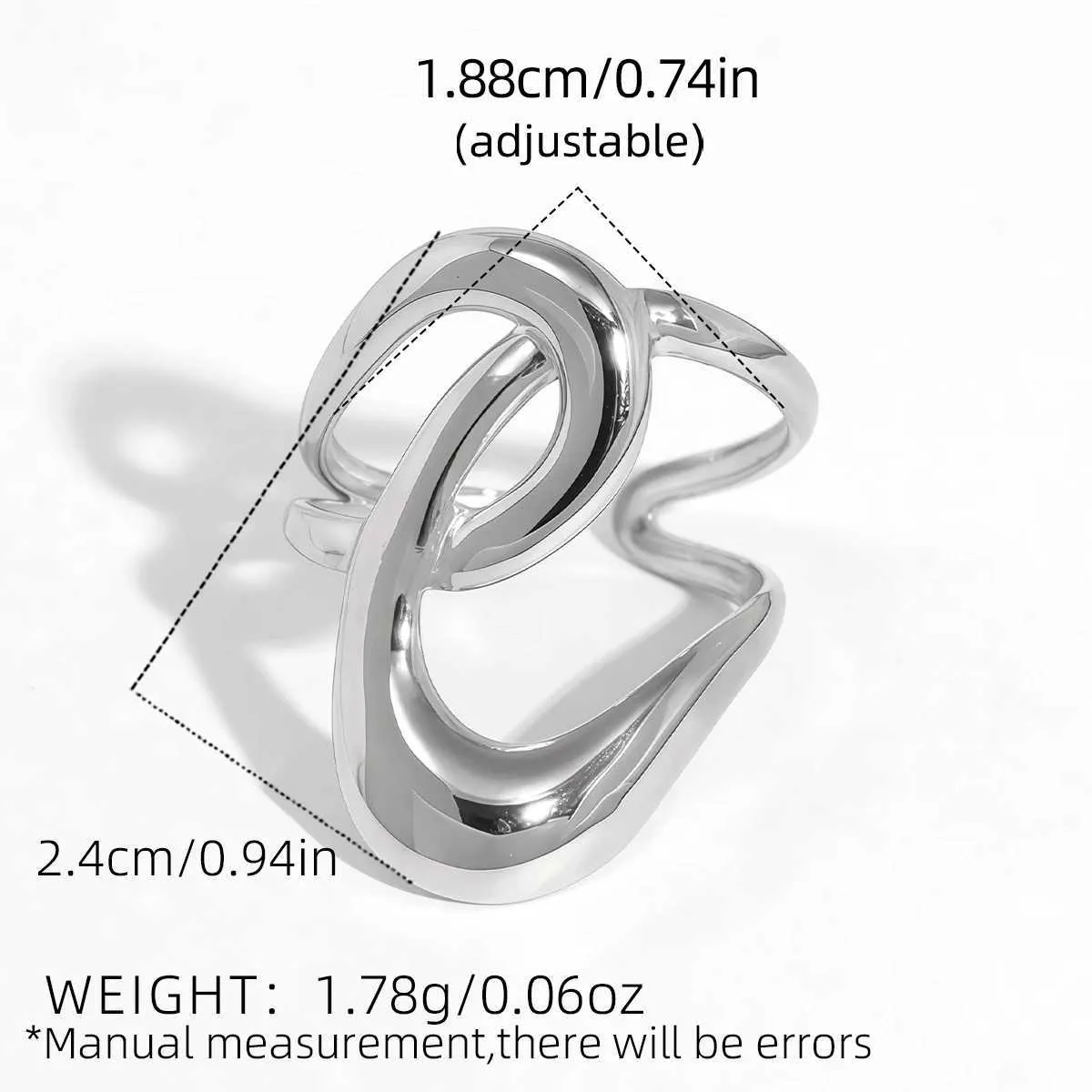 Uself Fashion Geometry Stainless Steel Waterproof Open Ring Personality Charms PVD Real Gold 18K Plated Trendy Jewelry_voghion.com