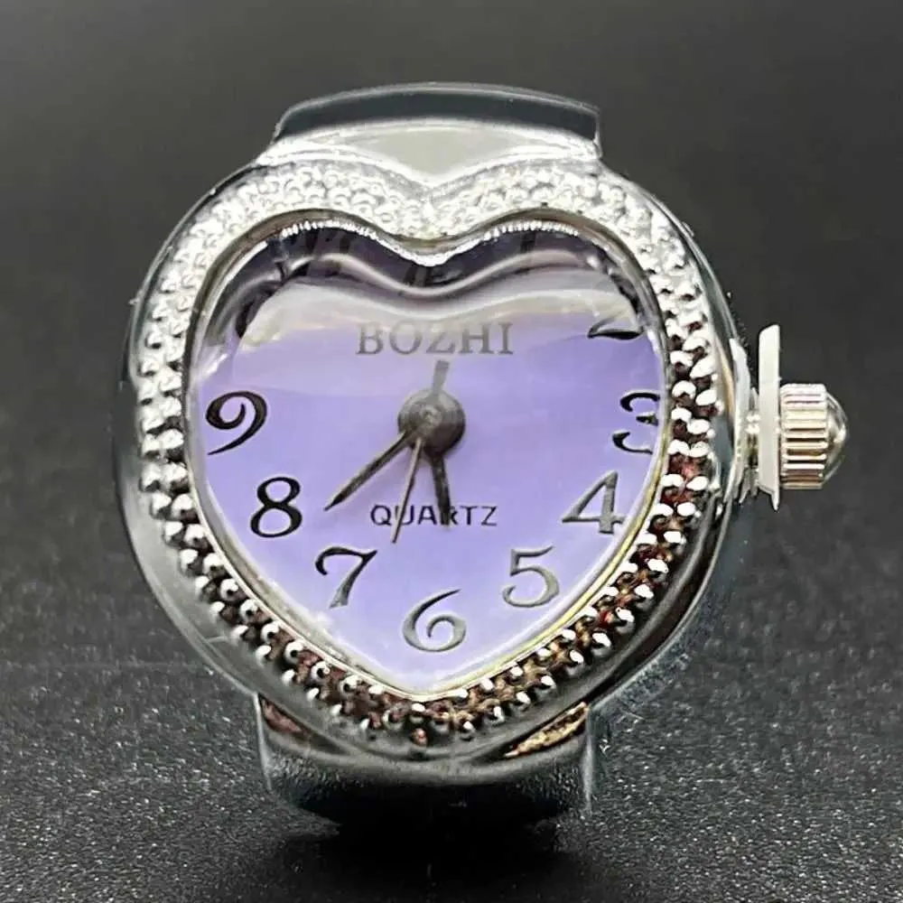 Vintage punk hjärtformad ringklocka quartz justerbar_voghion.com