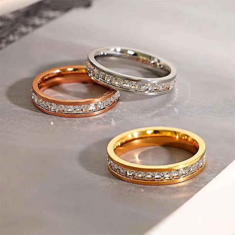 Bague unisexe JHSL de luxe en acier inoxydable 4 mm avec zircon cubique, coloris or et argent, tailles US 3 à 10_voghion.com