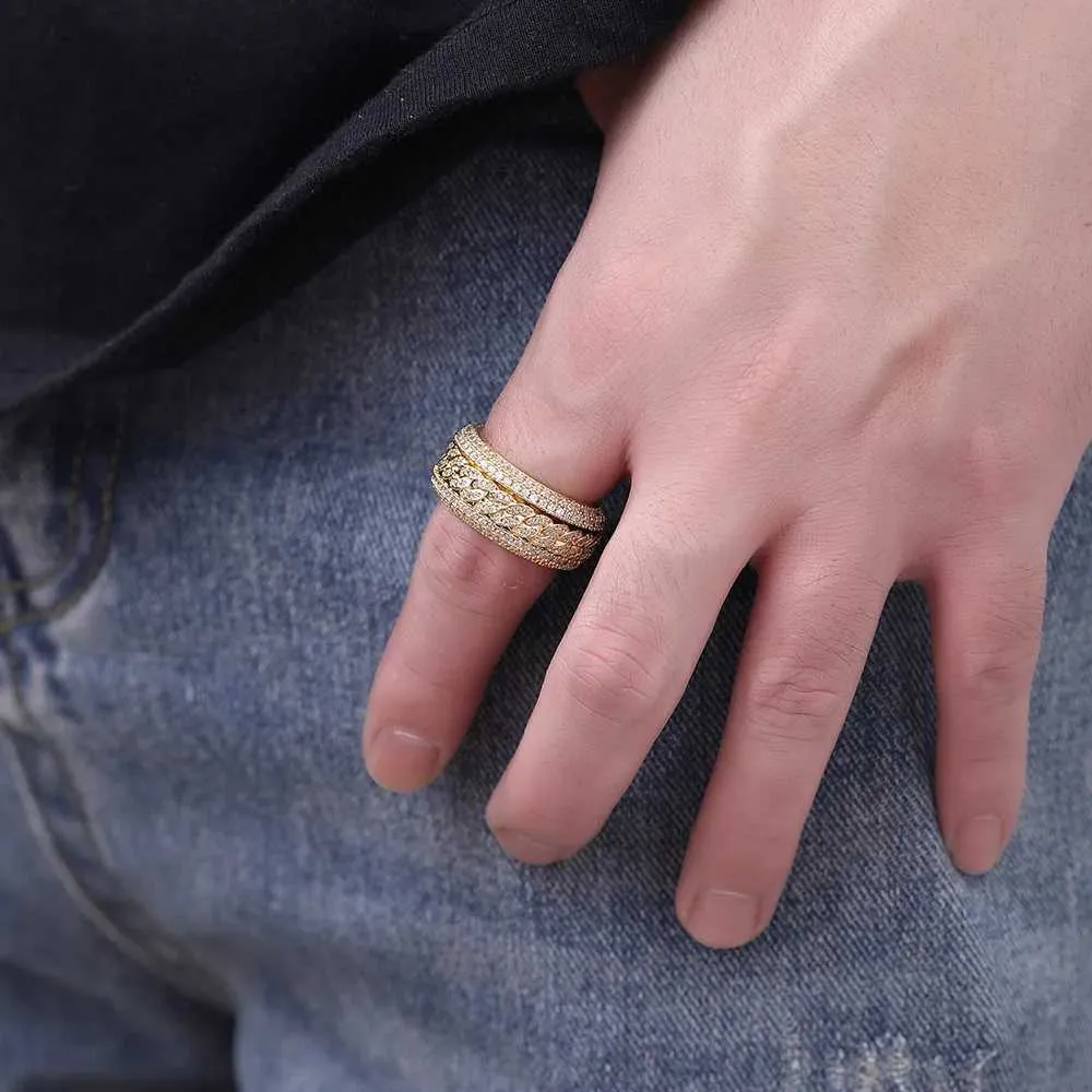 Draaibare cubaanse ring voor heren van platina en moissaniet_voghion.com