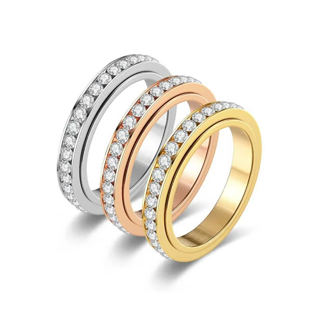 Anti stress fidget spinner ring med cubic zirconia stenar_voghion.com