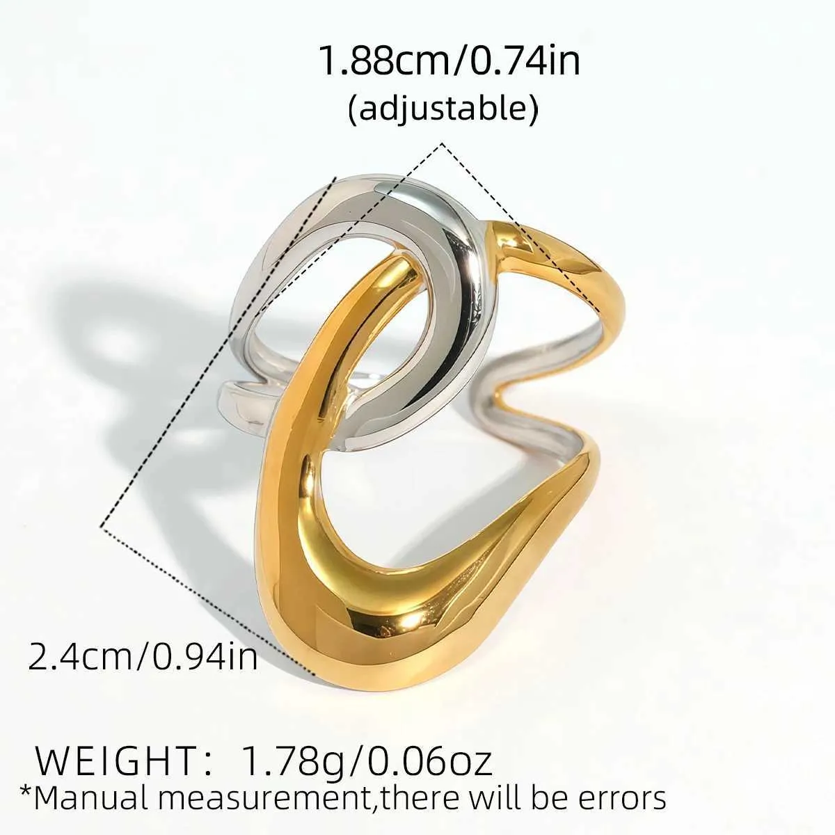 Uself Fashion Geometry Stainless Steel Waterproof Open Ring Personality Charms PVD Real Gold 18K Plated Trendy Jewelry_voghion.com