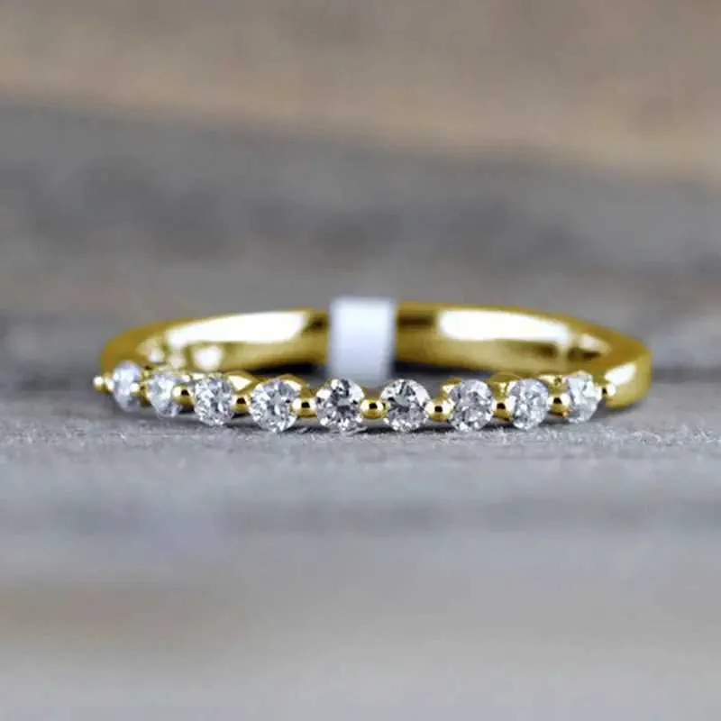 Huitan Dazzling Cubic Zirconia Women Minimalist Thin Rings Hot Sale Stackable Accessories 3 Metal Colors Trendy Jewelry_voghion.com