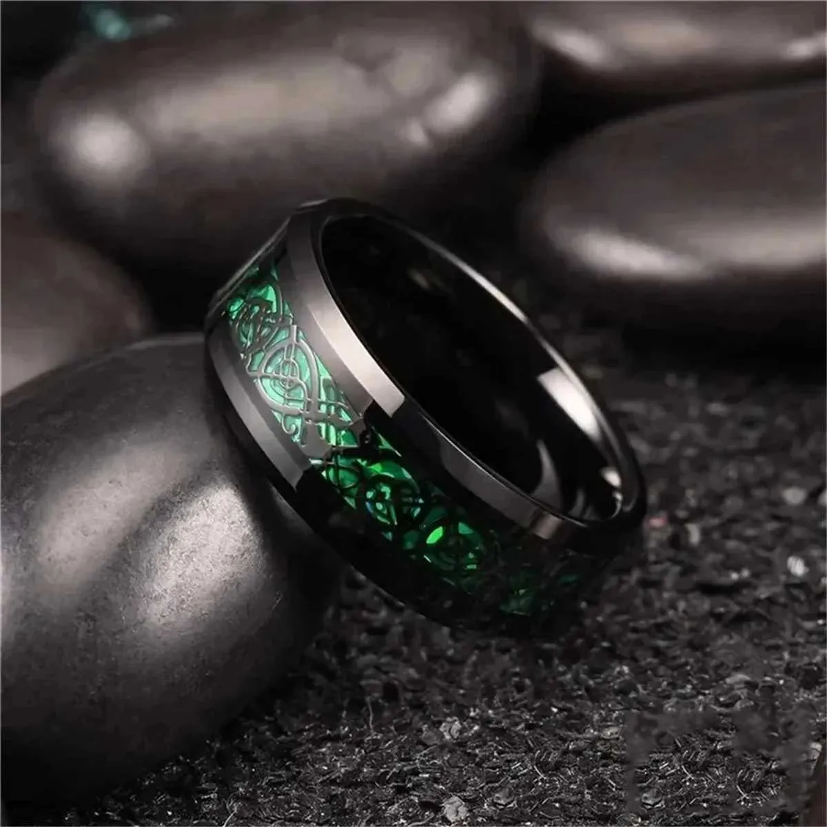 Edle Designer Ringe Aus Edelstahl Mit Keltischem Drachen-design_voghion.com