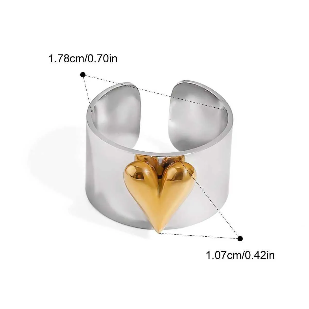 Yori 2025 New Design Metalic Heart Stainless Steel Ring 18 K PVD Plated Trendy Jewelry Valentines Day Gifts J260411_voghion.com
