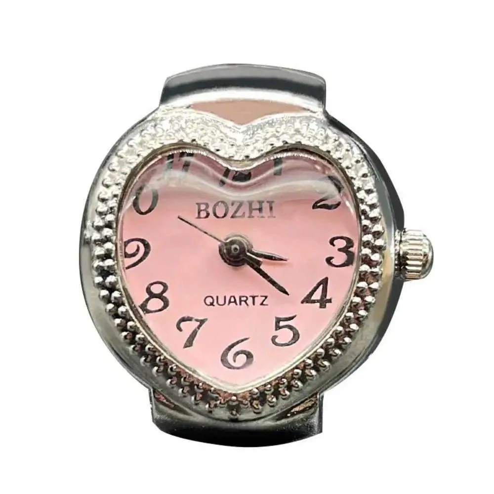 Cool Vintage Rings Jewelry Clock Heart Shape Punk Roman Quartz Adjustable Mini Elastic Strap Finger Watch Ring Couple_voghion.com