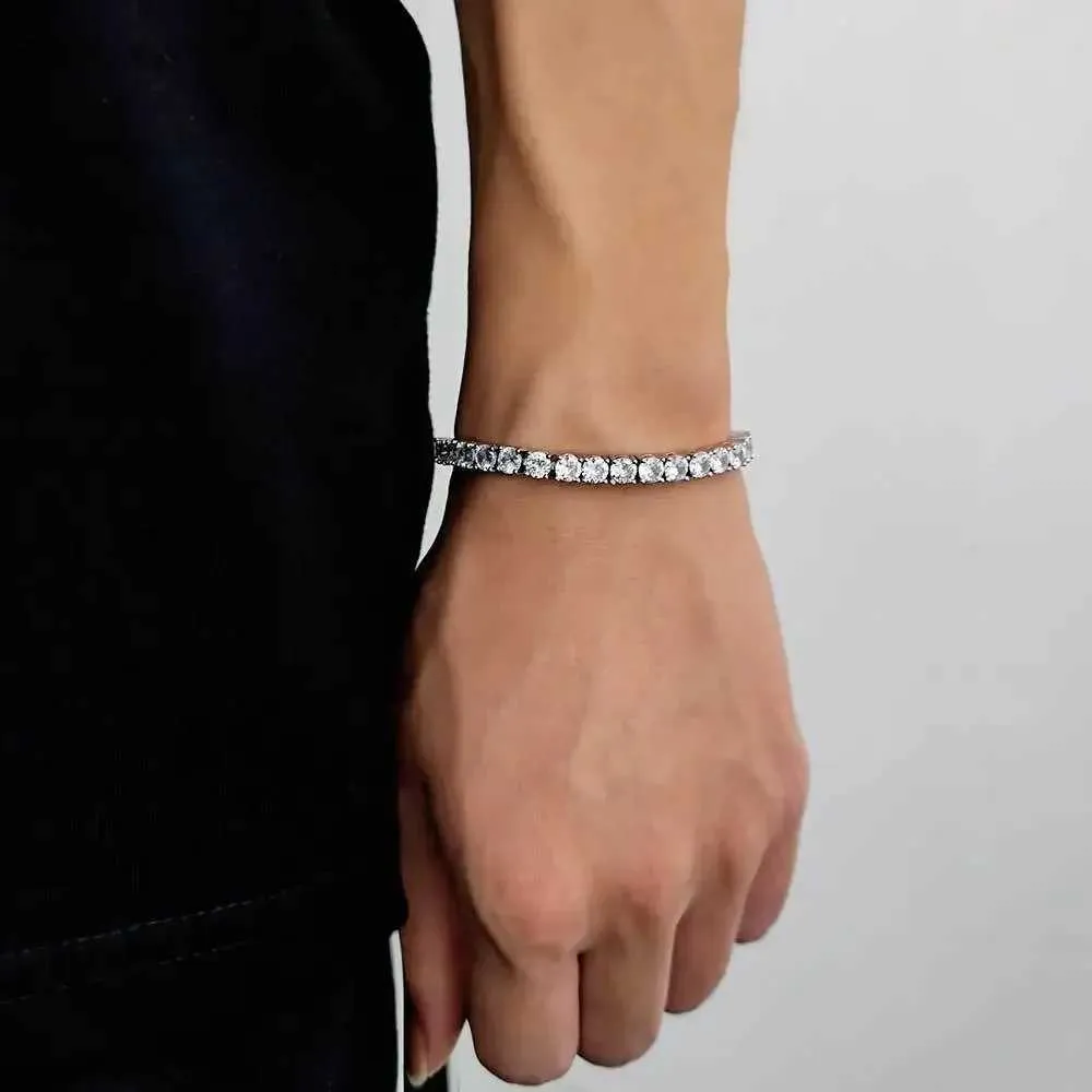 Luxury Hiphop IED Out 3mm 4mm 5mmTennis Bracelet Full Diamond 925 Silver Plated Wedding Party Jewelry Bracelets For_voghion.com