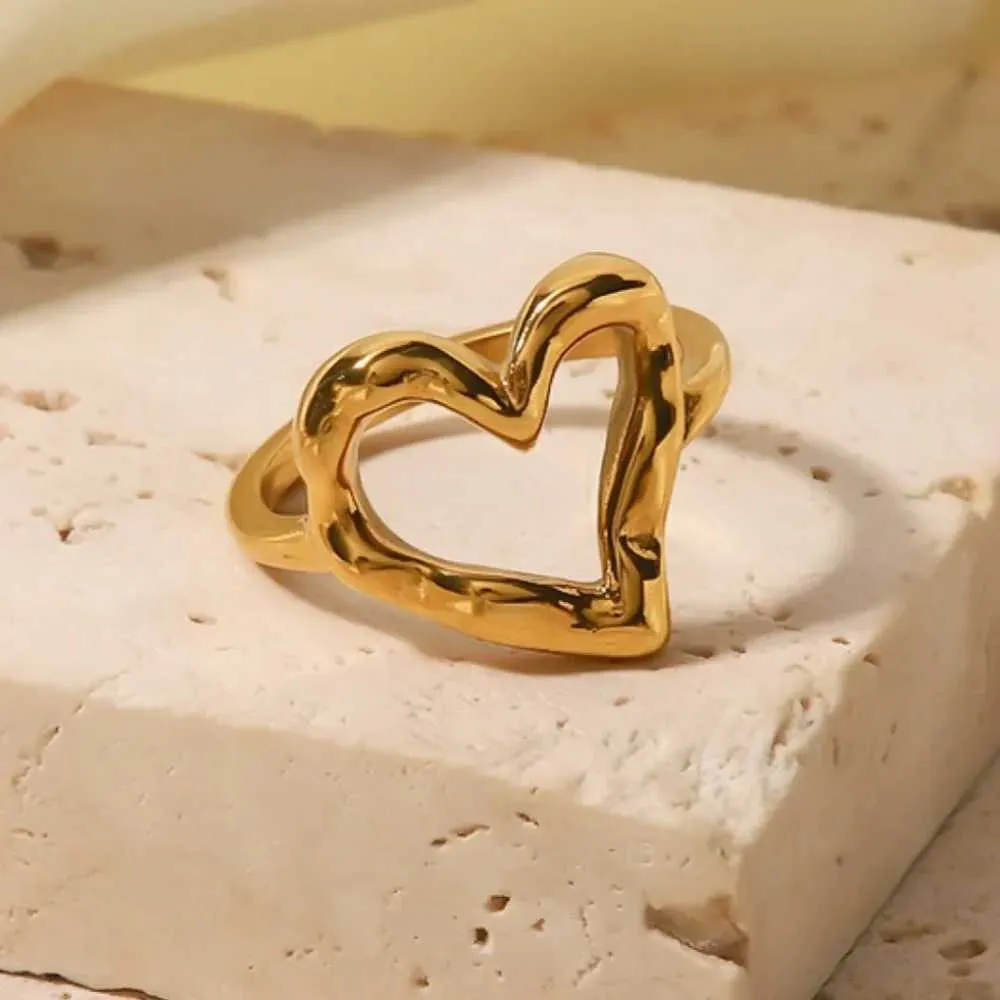 Wasserdichter Edelstahl Herzring Für Damen Nicht Anlaufendes Metall_voghion.com
