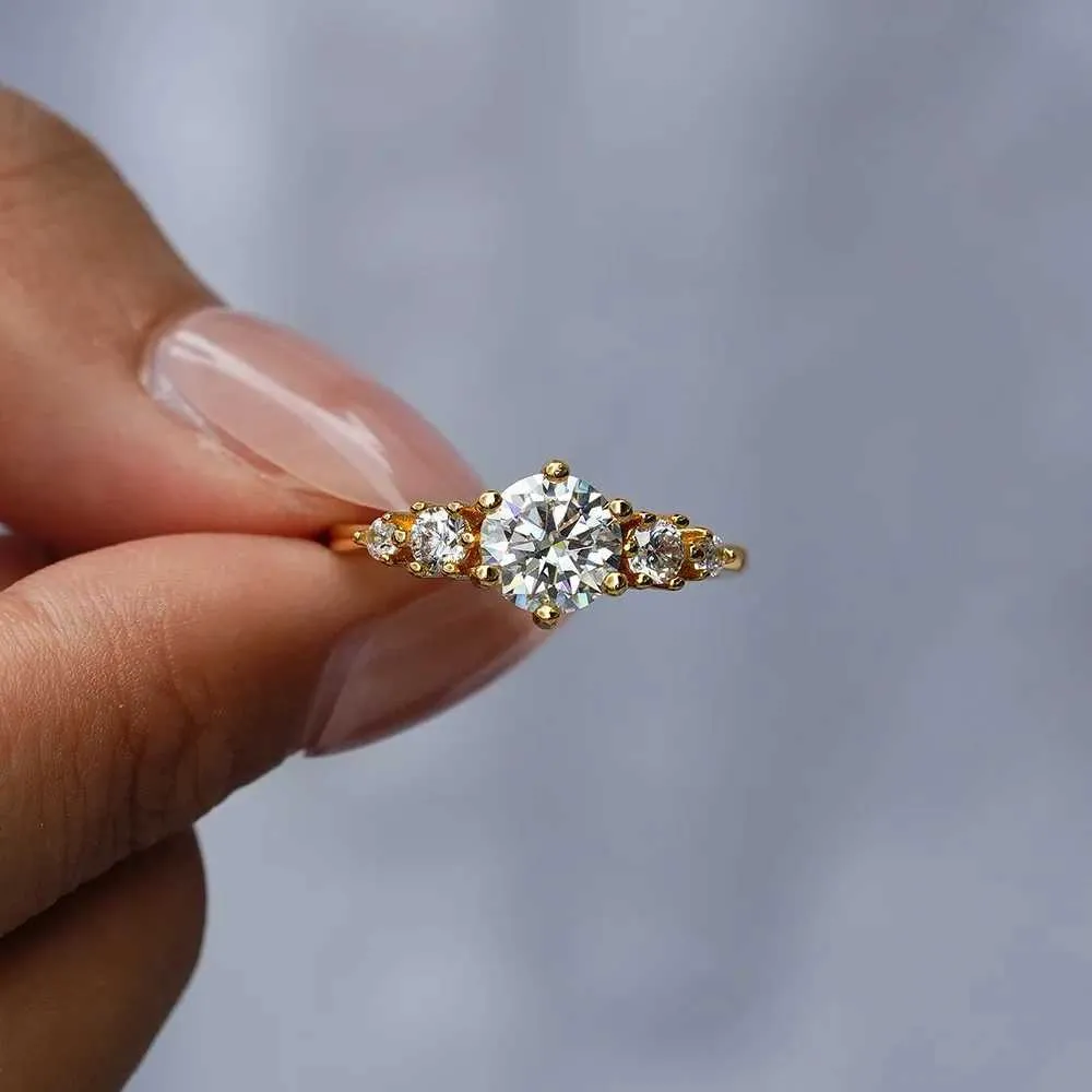 French Light Luxury 9999 24K Real Gold Moissanite Womens Fashion Versatile Ring Tail Accessories Wedding Jewelry J260411_voghion.com