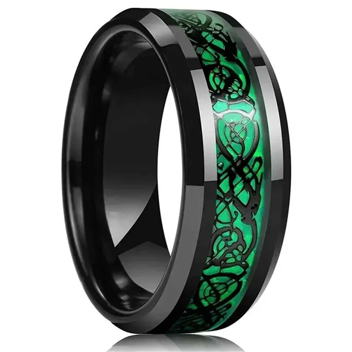 Edle Designer Ringe Aus Edelstahl Mit Keltischem Drachen-design_voghion.com