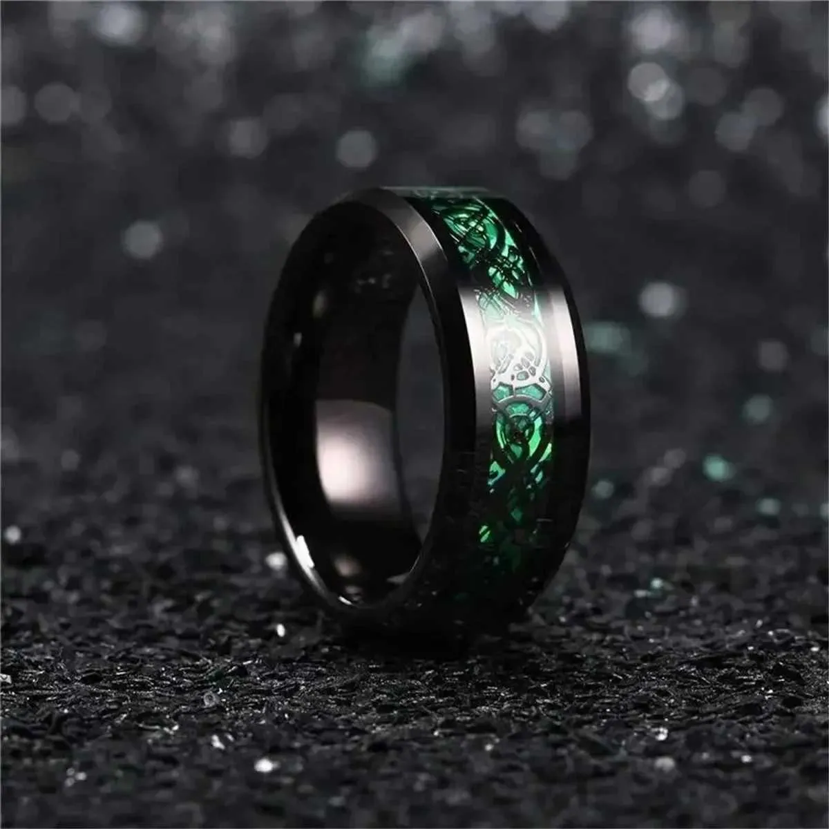 Edle Designer Ringe Aus Edelstahl Mit Keltischem Drachen-design_voghion.com