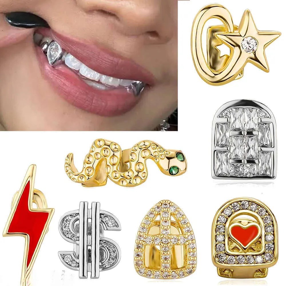 18K ゴールド Sing Grillz ブレース ヒップホップ アイスキュービック