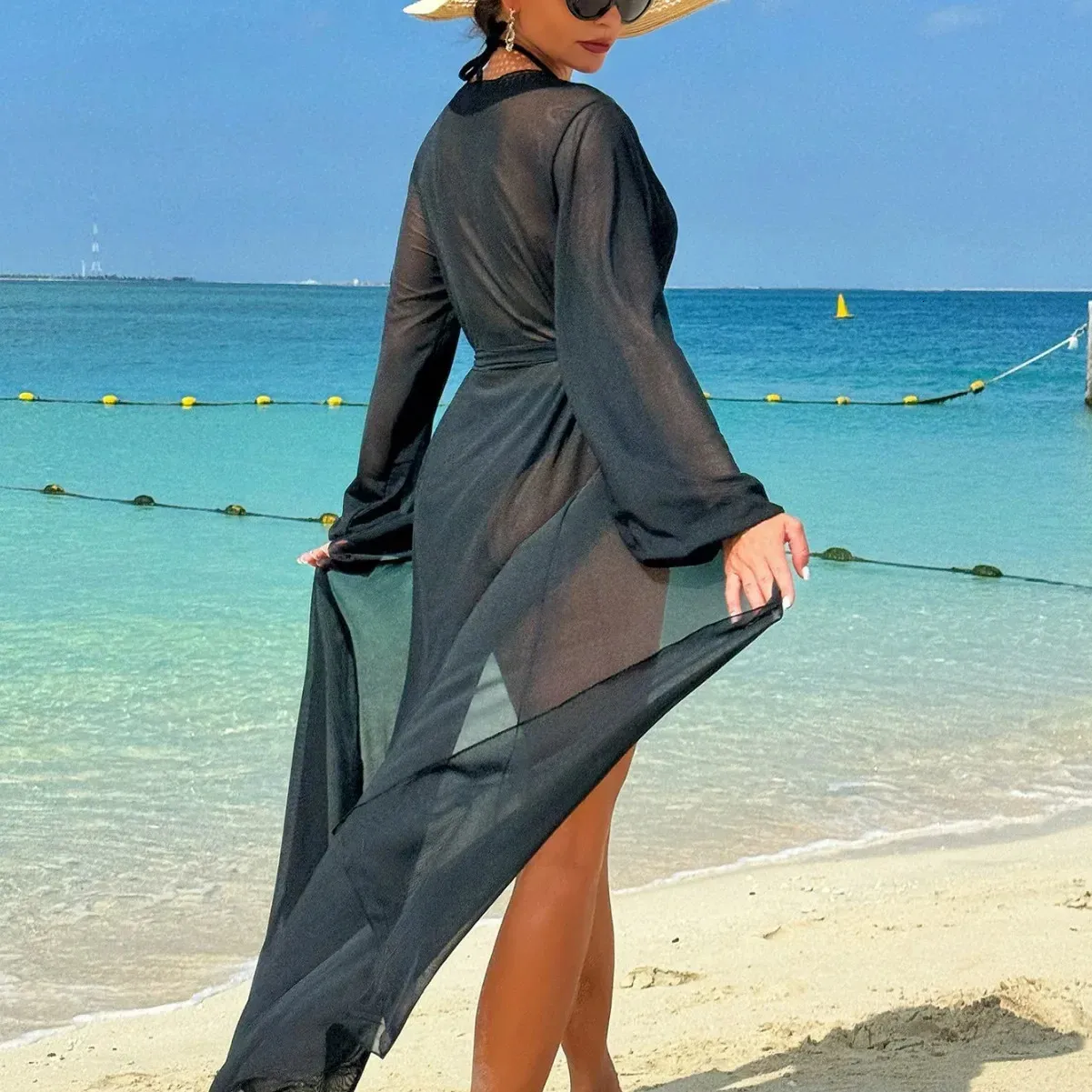 black mesh beach dress Beach Edit Maxi Knit Dress