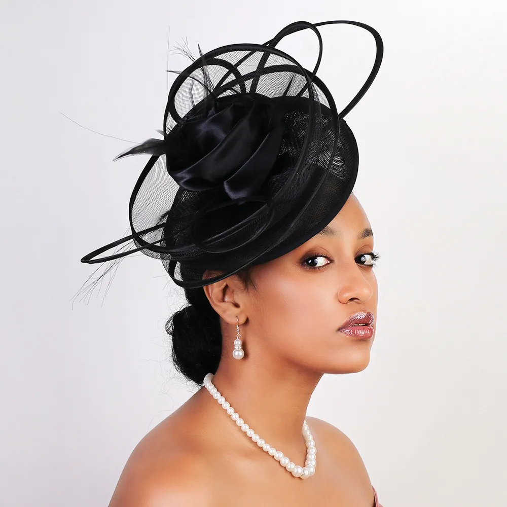 Black Netting Veil  Large Fascinator Headband Derby Church Tea‎ 719mJ0p6m5L._AC_SY350_QL65_.jpg main image 3