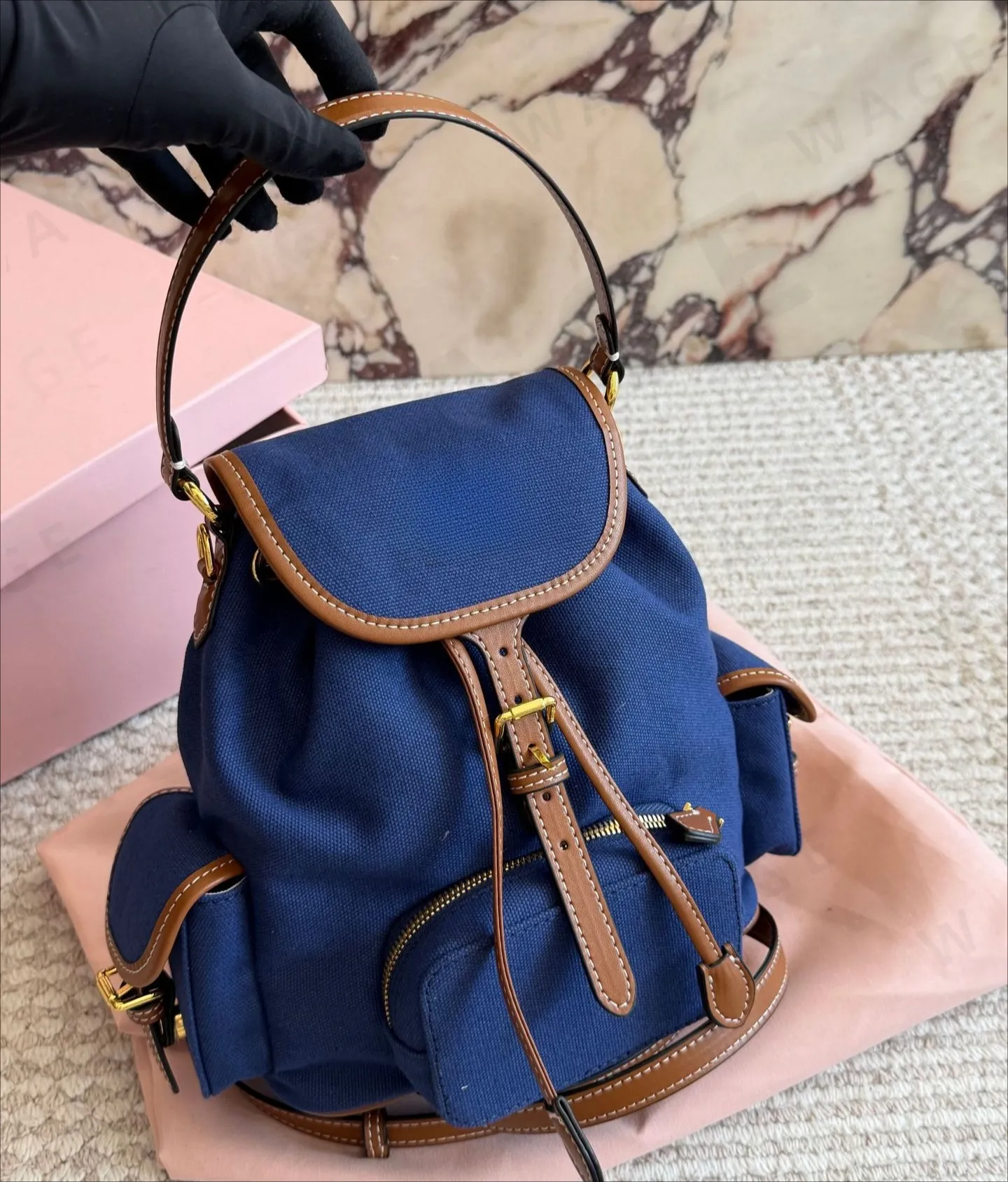 Vintage Canvas Drawstring Classic Backpack Large... From  display picture 1