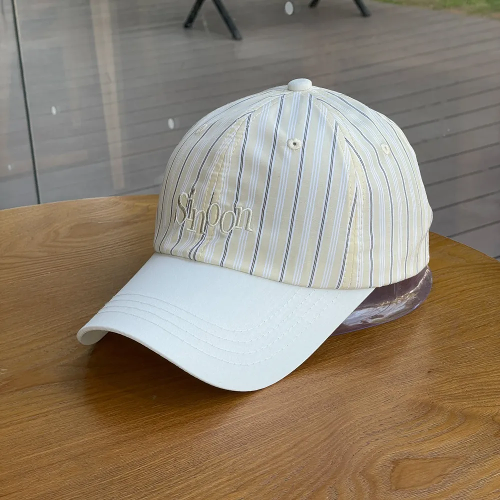 Embroidered Letter Striped Color Blocked Baseball Women Wide Brimmed Daily Commuting Duckbill Cap For Men_voghion.com
