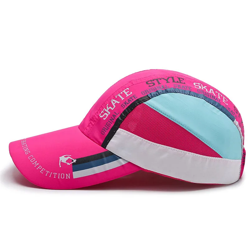 Free Shipping Printed Quick Drying Mesh Baseball Men Women Breathable And Adjustable Duckbill Cap With Color Blocking_voghion.com