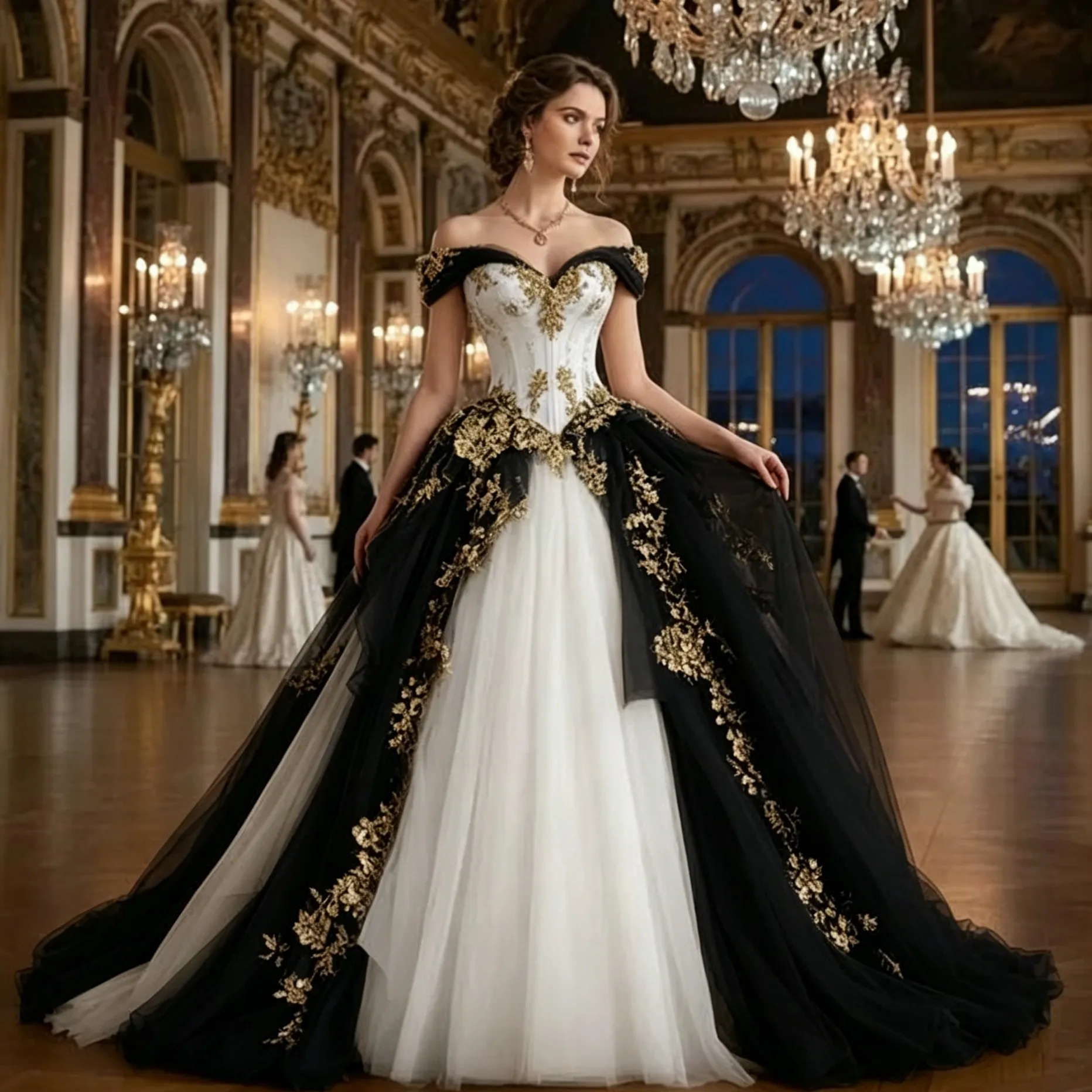 white black and gold wedding dresses Gold/Yellow With Black Lace Mermaid Wedding Dress Non White Adela Designs