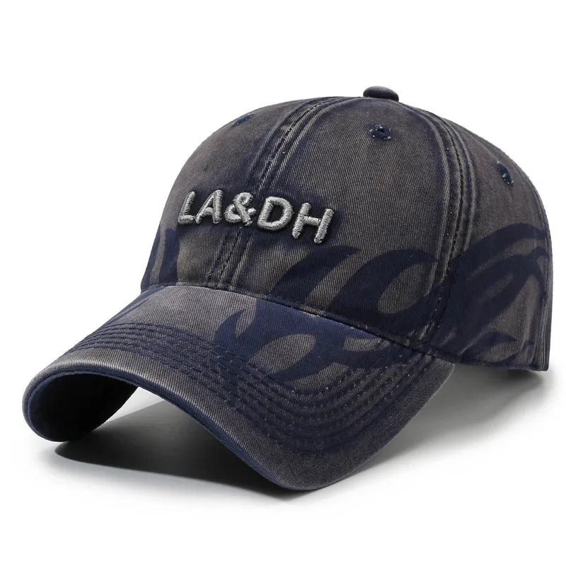 New Washed Hat Retro Distressed Letter Embroidered Baseball Soft Top Duckbill Cap_voghion.com