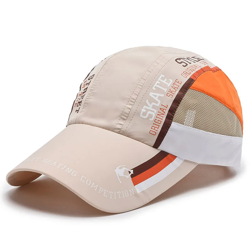 Free Shipping Printed Quick Drying Mesh Baseball Men Women Breathable And Adjustable Duckbill Cap With Color Blocking_voghion.com
