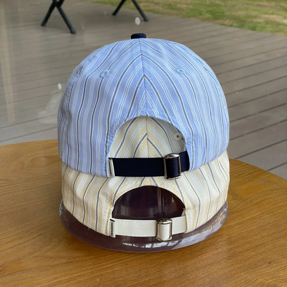 Embroidered Letter Striped Color Blocked Baseball Women Wide Brimmed Daily Commuting Duckbill Cap For Men_voghion.com