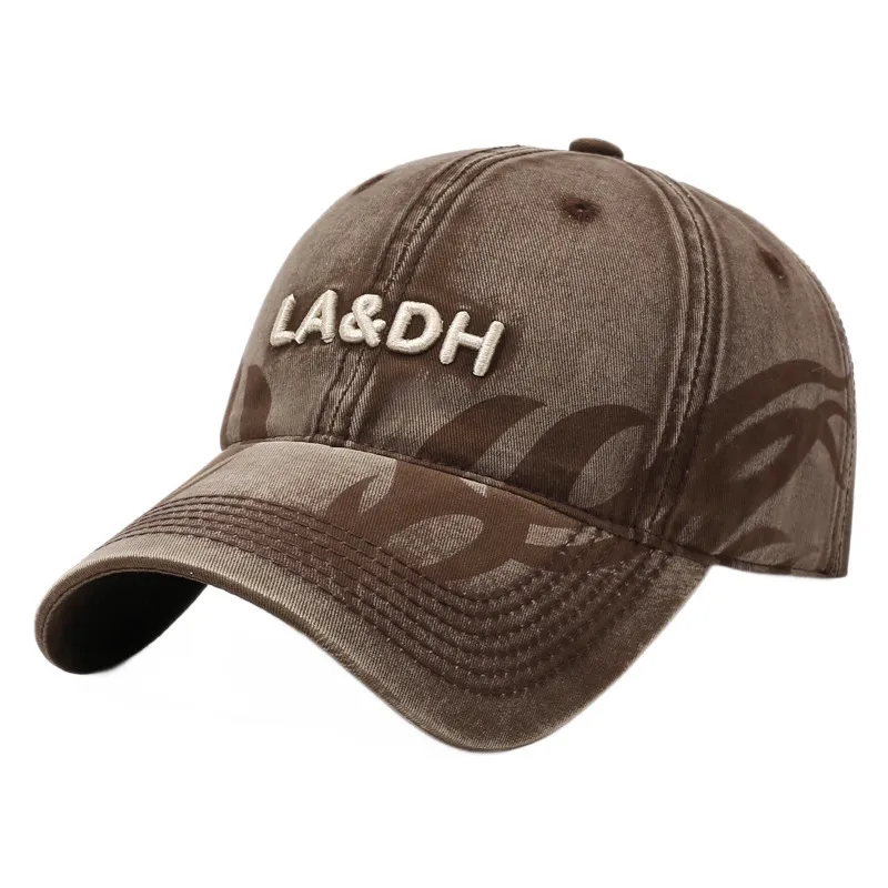 New Washed Hat Retro Distressed Letter Embroidered Baseball Soft Top Duckbill Cap_voghion.com