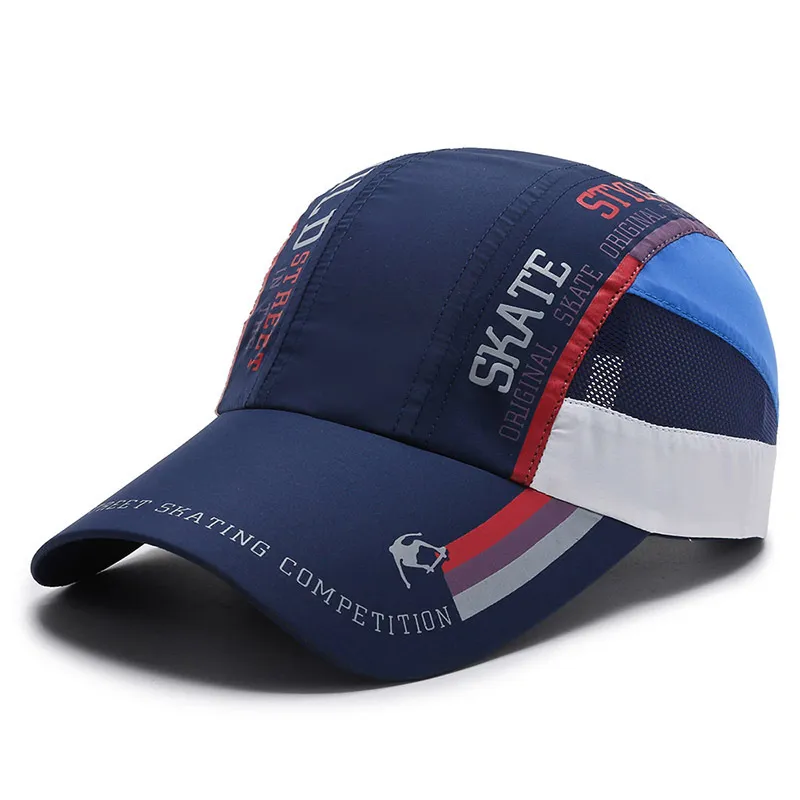 Free Shipping Printed Quick Drying Mesh Baseball Men Women Breathable And Adjustable Duckbill Cap With Color Blocking_voghion.com