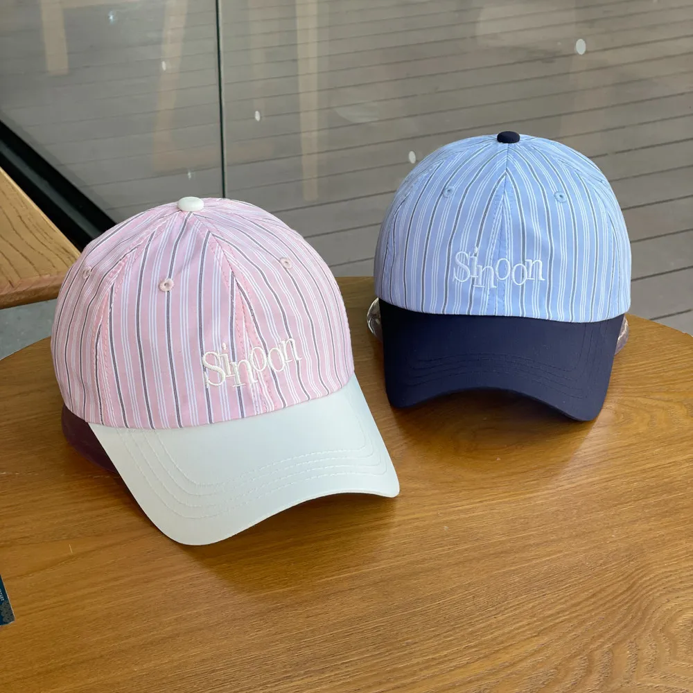 Embroidered Letter Striped Color Blocked Baseball Women Wide Brimmed Daily Commuting Duckbill Cap For Men_voghion.com