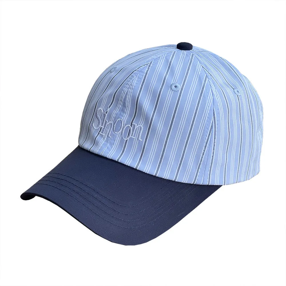 Embroidered Letter Striped Color Blocked Baseball Women Wide Brimmed Daily Commuting Duckbill Cap For Men_voghion.com