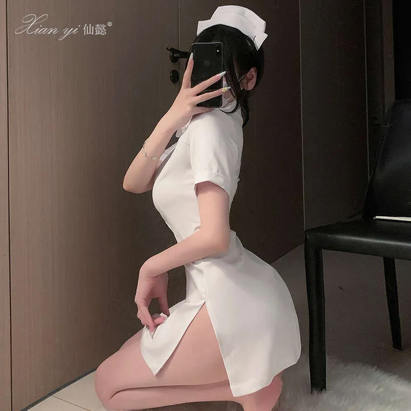sexy short nurse dress cimmuovere Minimalist Sexy Party Extra-Short Sexy Daring Low-Cut Sweet Translucent Cosplay Nurse Costume Dress, Single Dress Only