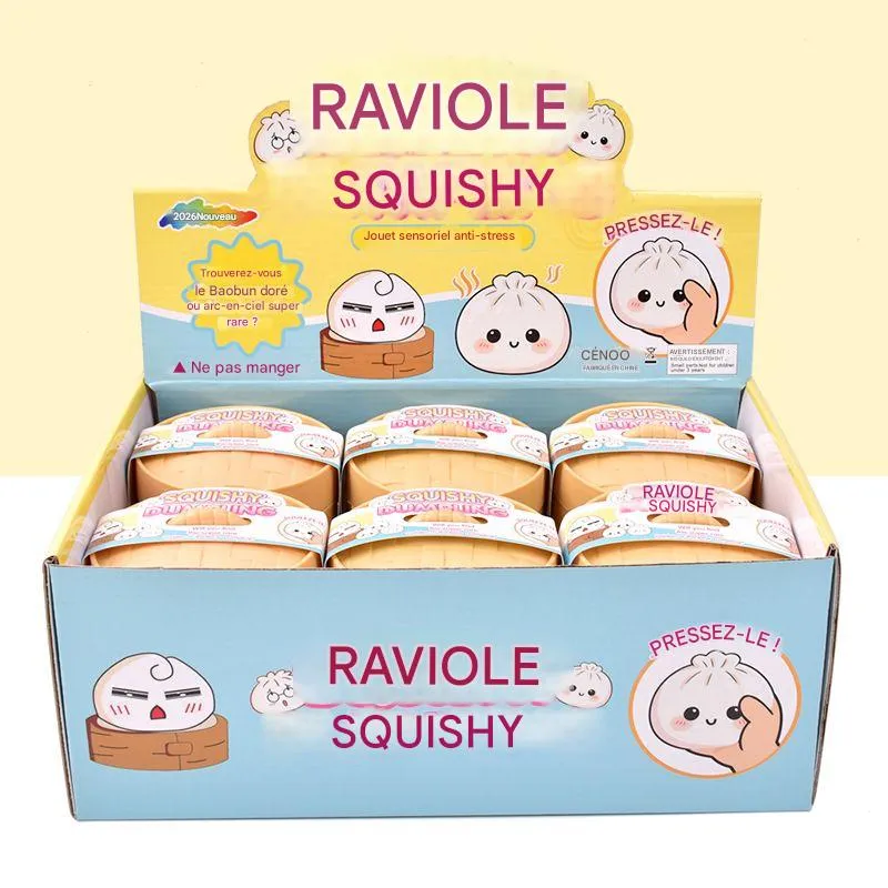 Boîte Mystère de Squishies Pailletés en Forme de Boulettes, Pains Vapeur Baozi, Balles Anti-Stress Colorées, Jouets Sensoriels Fidget, Balles à Presser Anti-Stress Alimentaires