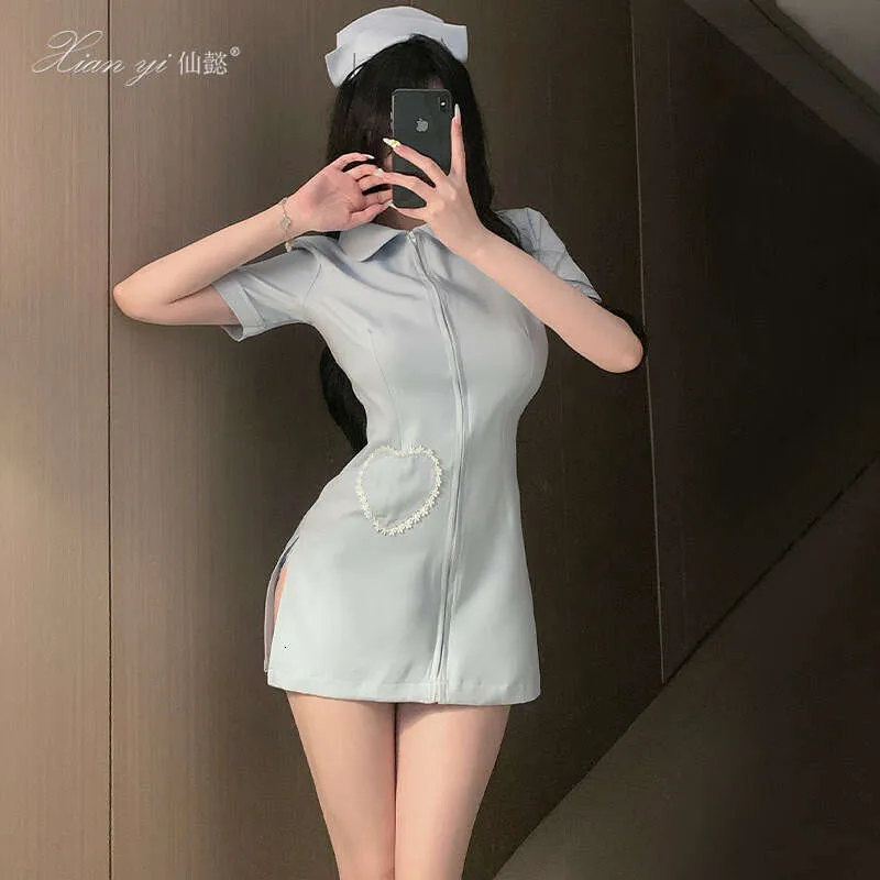 sexy dresses party nurse cimmuovere Minimalist Sexy Party Extra-Short Sexy Daring Low-Cut Sweet Translucent Cosplay Nurse Costume Dress, Single Dress Only