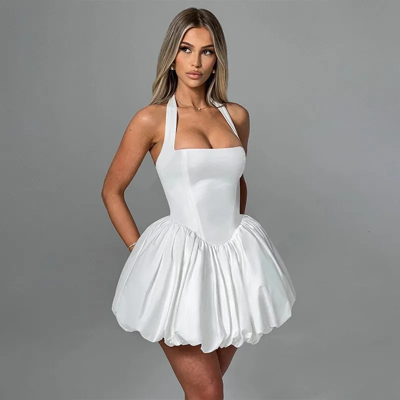 Women Fashion 3d Bow Backless A-line Summer Dress Elegant Backless White Mini Fluffy Dresses Ladies Party Club Robes 250408 Women Fashion 3d Bow Backless A-line Summer Dress Elegant Backless White Mini Fluffy Dresses Ladies Party Club Robes 250408