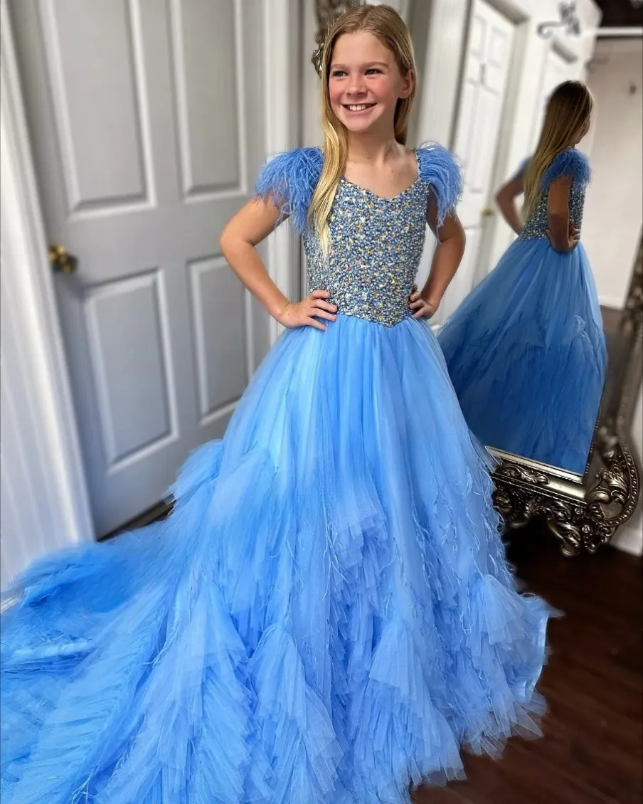 bluegirl dress Cindirella inspired Baby Blue Girl Gown with Chrystals & Flowers, Flower Girl Dress, Toddler Frock, Birthday Outfit Formal Dress Free People Light blue Girl