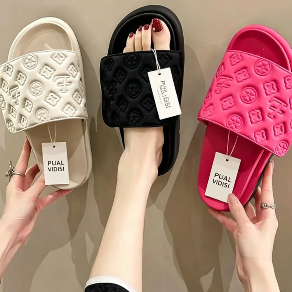 Women's Thick Soled For Outdoor Wear New Magic Tape Platform Beach Sandals Summer Fashion One Strap Slippers_voghion.com