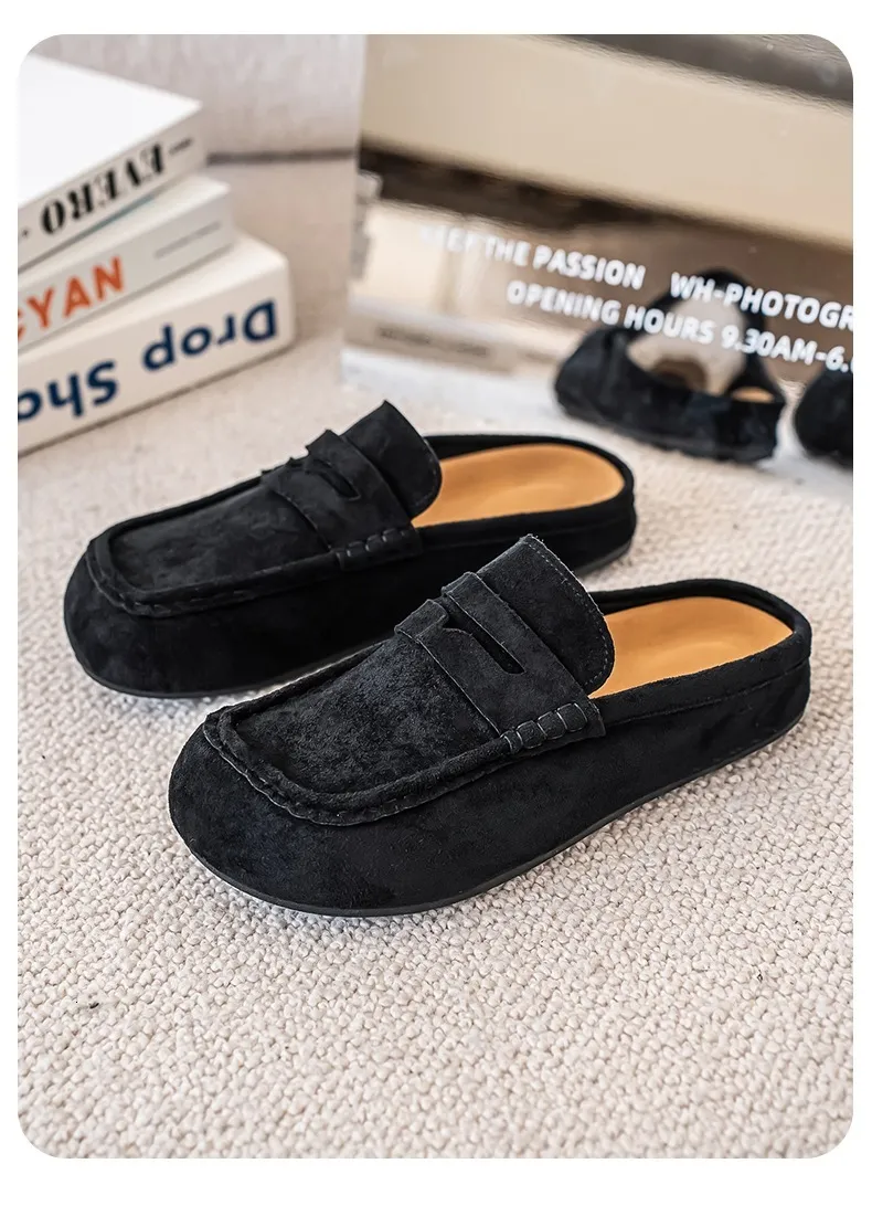 Vintage Men's Suede Casual Mules Comfortable Height-increasing Clogs_voghion.com