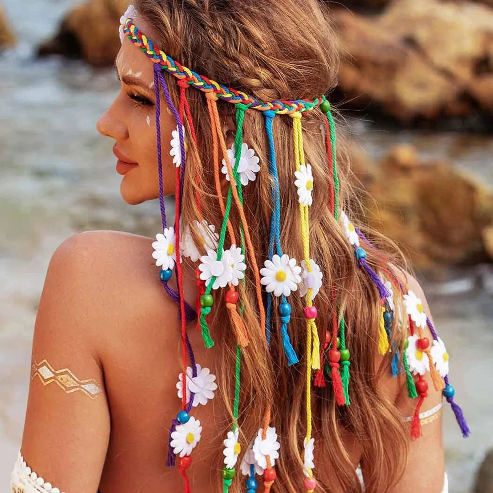hippie headband sunflower print headband