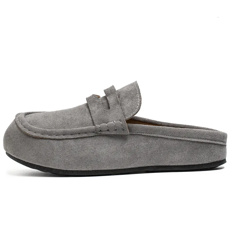 Men's New Vintage Comfortable Suede Casual Mules, Stylish And Relaxed Height-Increasing Home Clogs With Closed Toe_voghion.com