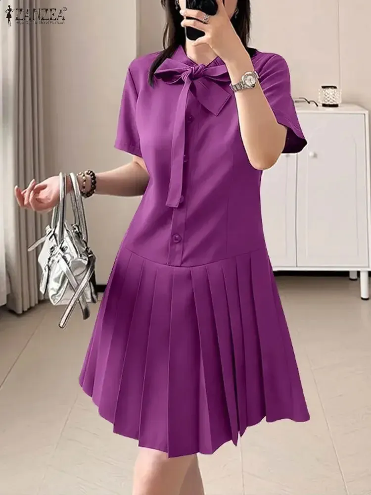 zanzea elegant women dress [US$20.99] ZANZEA Elegant Style Women Dress Ladylike Puff Sleeve Dress Lace  Patchwork Midi O Neck Dresses Dresses from Women\'s Clothing on