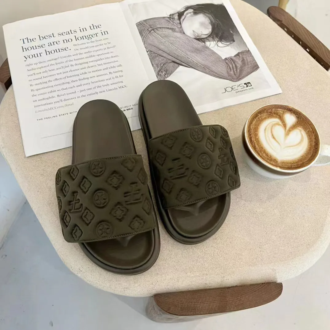 Summer New Thick Soled Slippers For Outdoor Wear Platform Embossed Versatile One Word Magic Tape Sandals Big Size_voghion.com