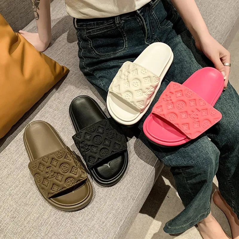Women's Thick Soled For Outdoor Wear New Magic Tape Platform Beach Sandals Summer Fashion One Strap Slippers_voghion.com