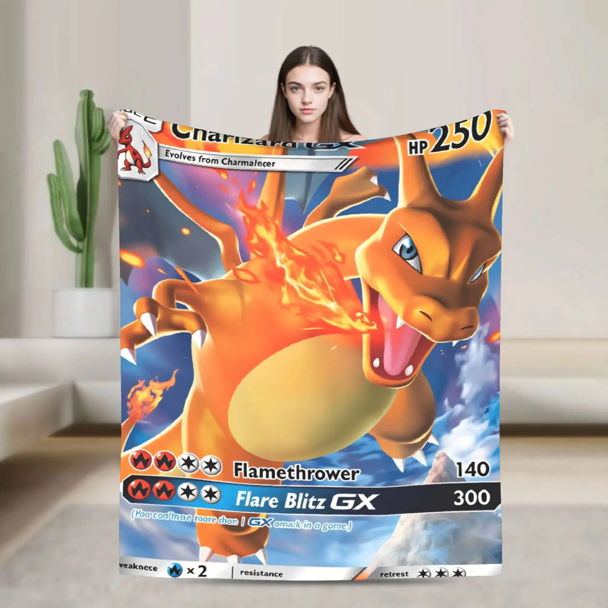 charizard pokemon card blanket Soft Blanket Pokemon Shadow Charizard Blanket Fans Pokemon US Size Kid Adults